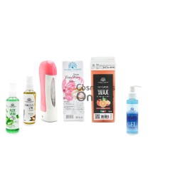 Kit pentru epilat GF 3-3, cu incalzitor roz, 50 benzi epilat, 1 cartus ceara cu portocala, 3 lotiuni, art 23404